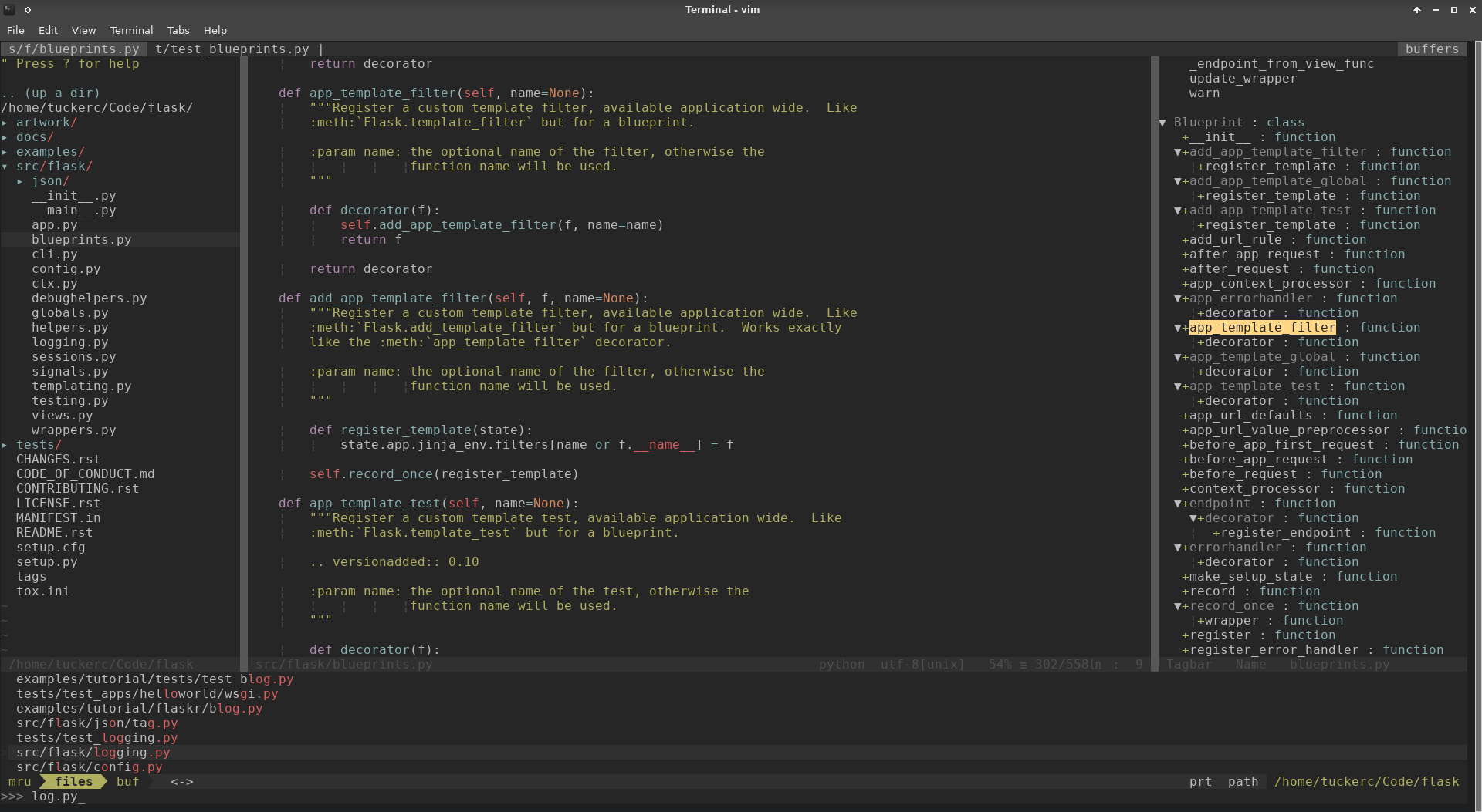 Screenshot of my vim setup